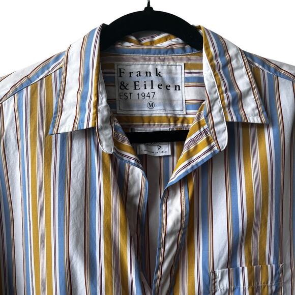 Frank & Eileen Gold Striped Multicolored Eileen Button Up Shirt Size M - Picture 4 of 13